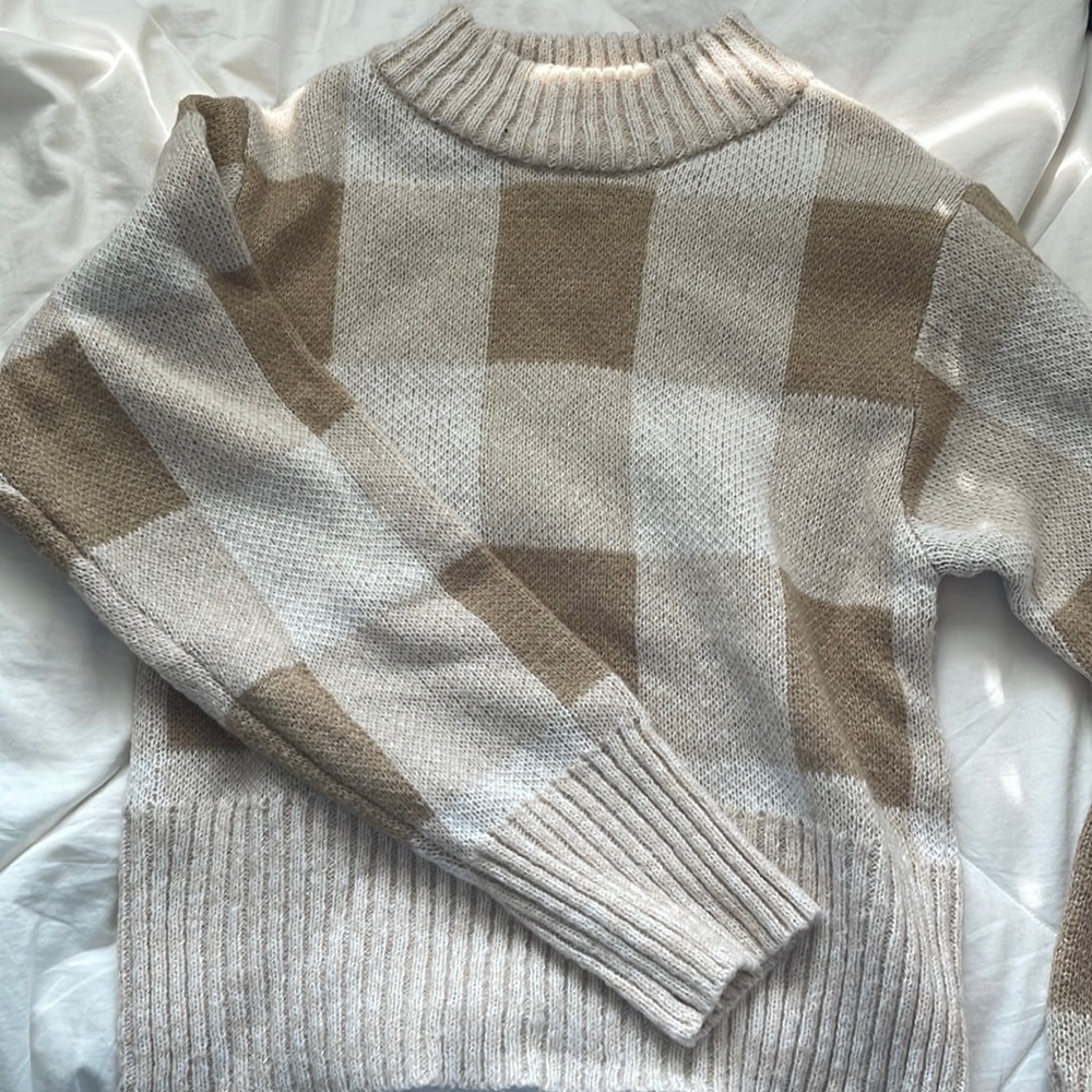 Small Brown Flannel Sweater- Poof NY